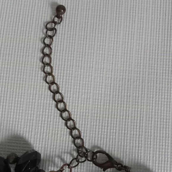 Black Graduated Faceted Chunky Acrylic Beaded Double Strand Statement Necklace - Picture 6 of 9